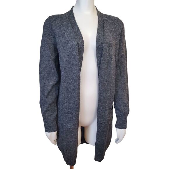 New Tabask Tey-Art Superfine ALPACA Sweater Open Cardigan Pockets Gray Sz M #33 - Picture 1 of 7